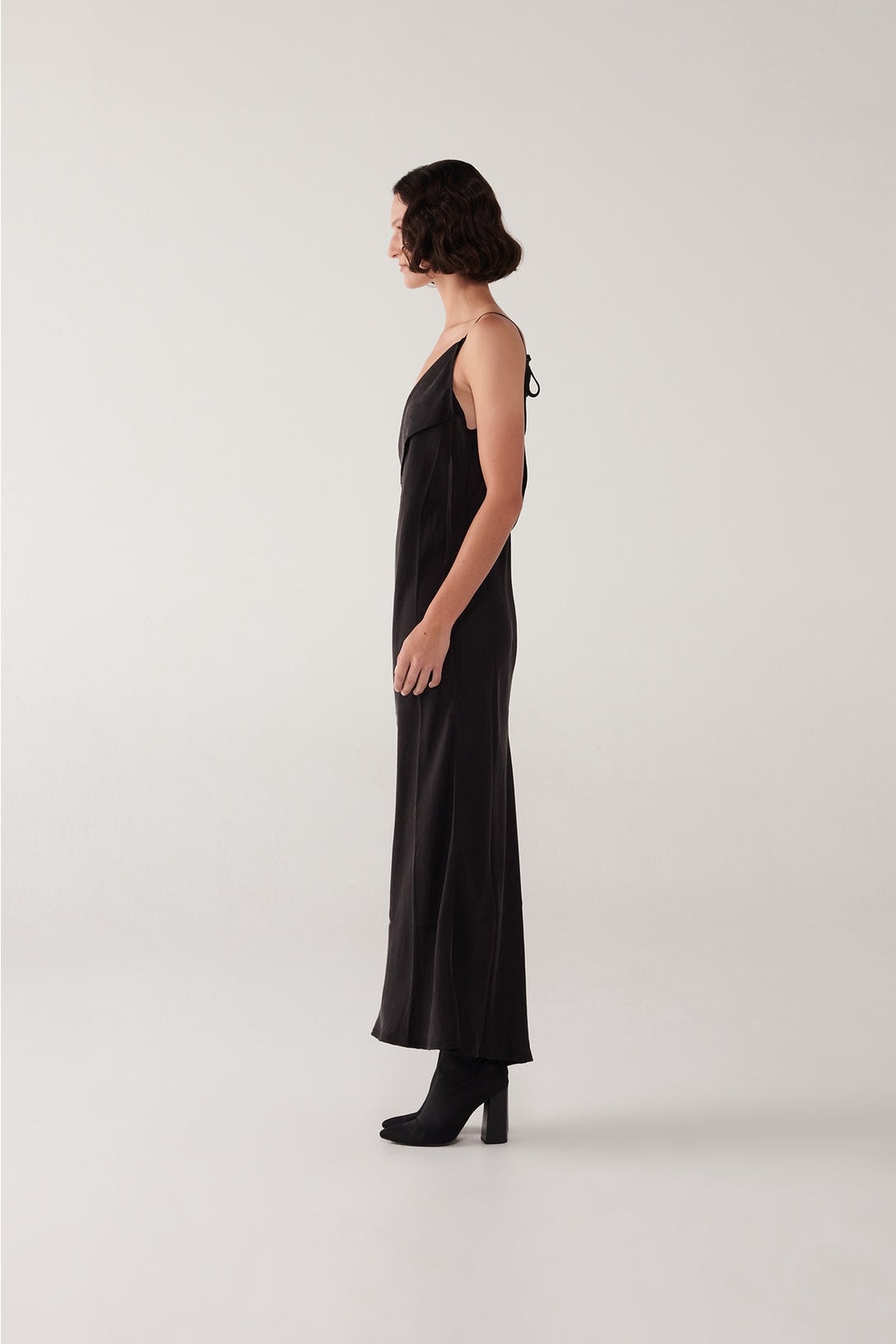 Folded Exude Slip Dress - Black in Black - Taylor
