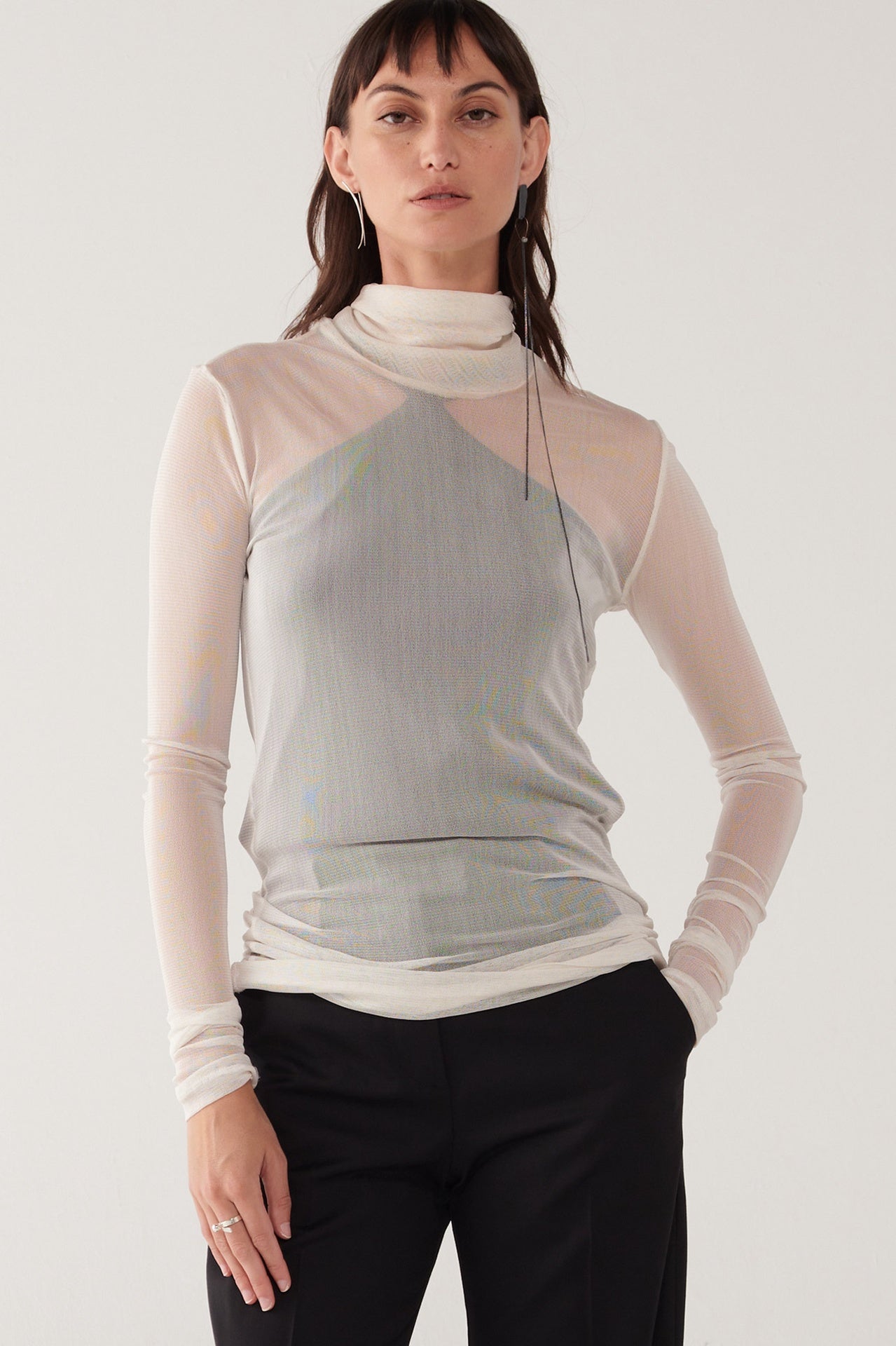 Fitted Translucent Tunic - Ivory in Ivory - Taylor