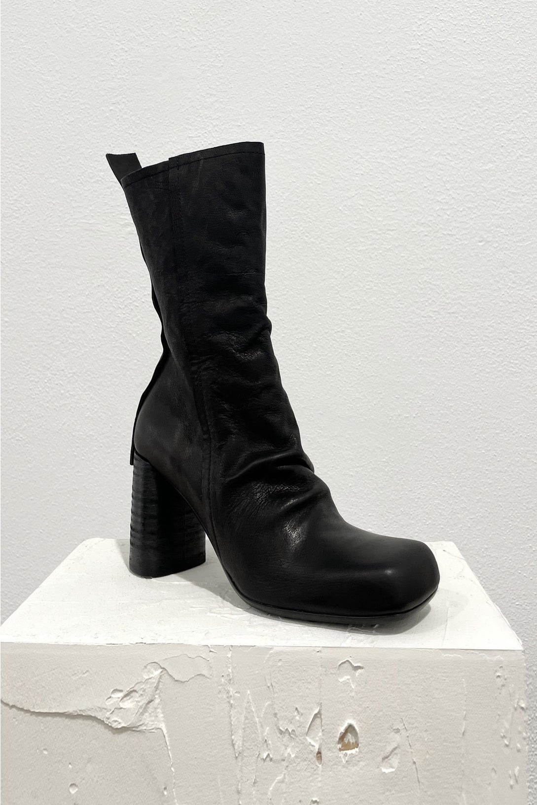 Smooth black leather boots