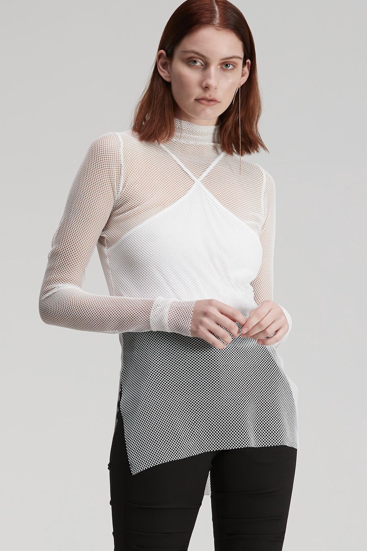 White hot sale mesh turtleneck